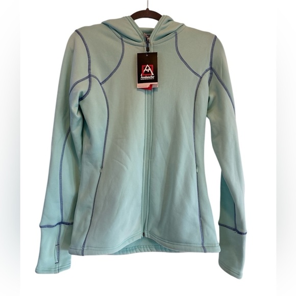 Avalanche Active Full Zip Hoodie Jacket Athletic Mint Green Stitch Trim - Picture 1 of 8